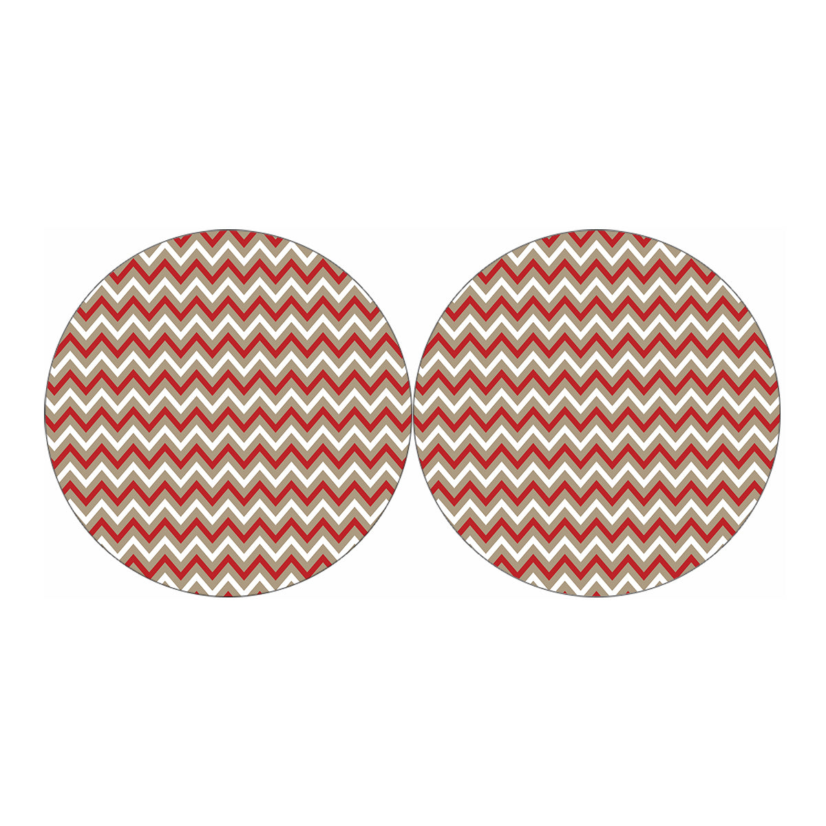 White Beige And Red Chevron Print Car Coasters