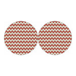 White Beige And Red Chevron Print Car Coasters