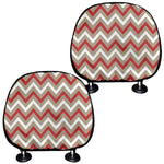 White Beige And Red Chevron Print Car Headrest Covers