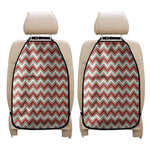 White Beige And Red Chevron Print Car Seat Organizers