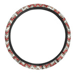 White Beige And Red Chevron Print Car Steering Wheel Cover