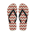 White Beige And Red Chevron Print Flip Flops