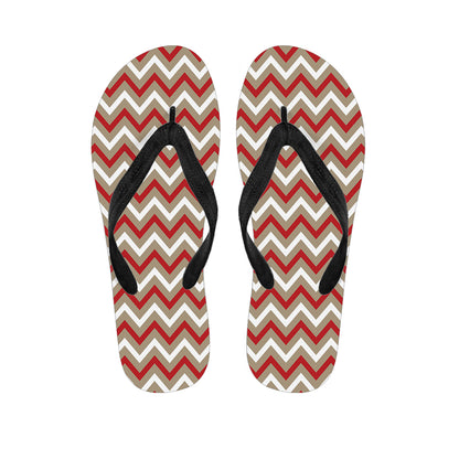 White Beige And Red Chevron Print Flip Flops