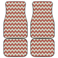 White Beige And Red Chevron Print Front and Back Car Floor Mats