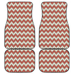 White Beige And Red Chevron Print Front and Back Car Floor Mats