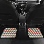 White Beige And Red Chevron Print Front and Back Car Floor Mats