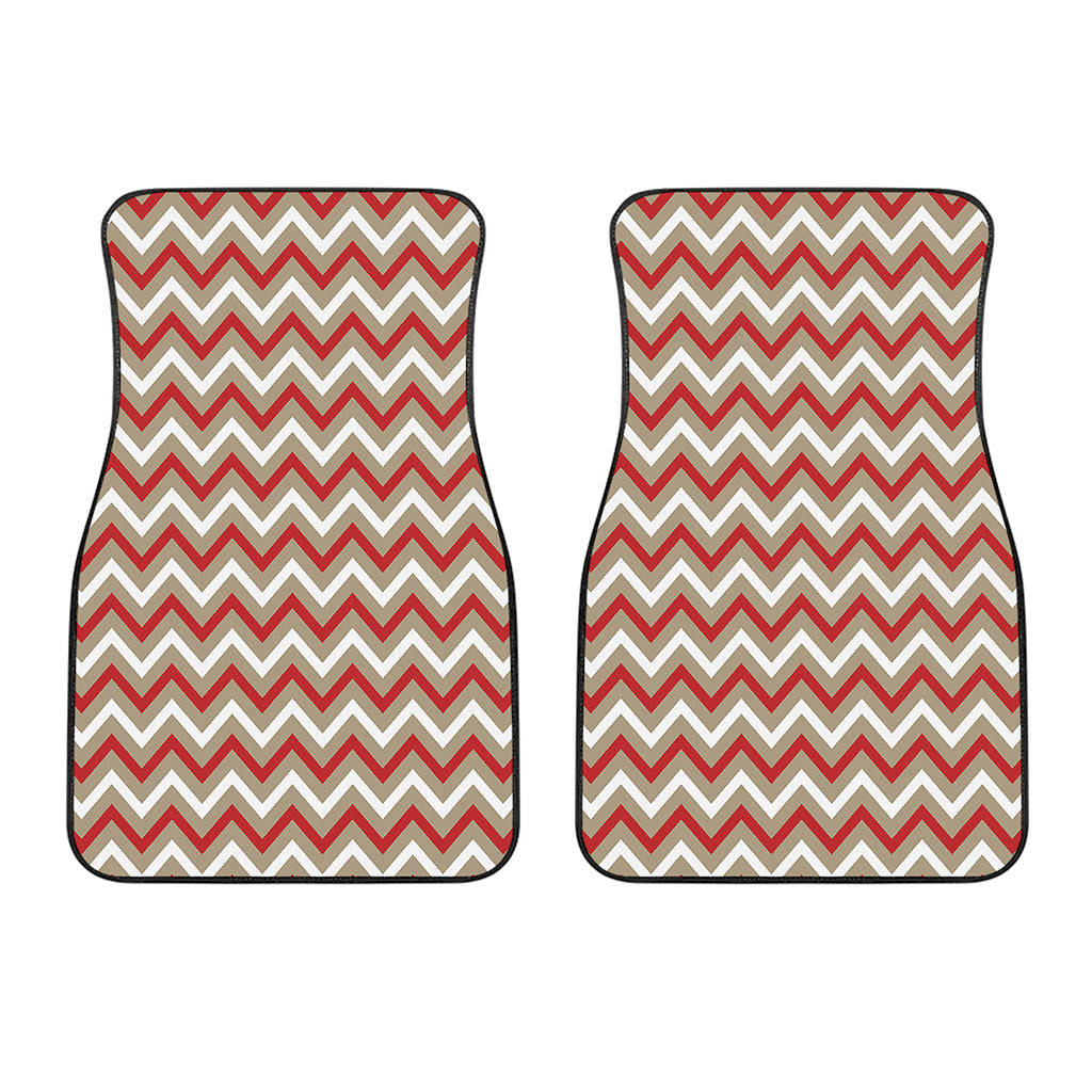 White Beige And Red Chevron Print Front Car Floor Mats
