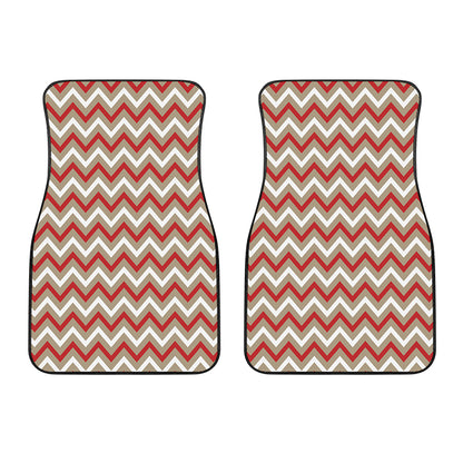 White Beige And Red Chevron Print Front Car Floor Mats