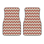 White Beige And Red Chevron Print Front Car Floor Mats