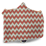 White Beige And Red Chevron Print Hooded Blanket