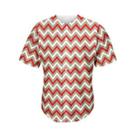 White Beige And Red Chevron Print Men's Baseball Jersey