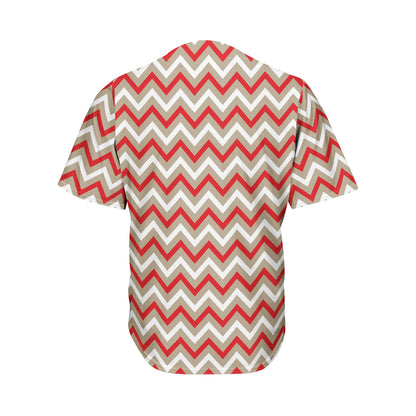 White Beige And Red Chevron Print Men's Baseball Jersey