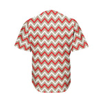 White Beige And Red Chevron Print Men's Baseball Jersey