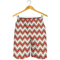 White Beige And Red Chevron Print Men's Shorts