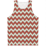 White Beige And Red Chevron Print Men's Tank Top