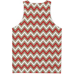 White Beige And Red Chevron Print Men's Tank Top