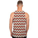White Beige And Red Chevron Print Men's Tank Top