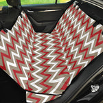 White Beige And Red Chevron Print Pet Car Back Seat Cover