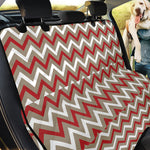 White Beige And Red Chevron Print Pet Car Back Seat Cover