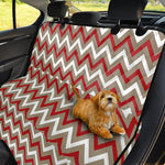 White Beige And Red Chevron Print Pet Car Back Seat Cover