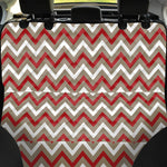 White Beige And Red Chevron Print Pet Car Back Seat Cover