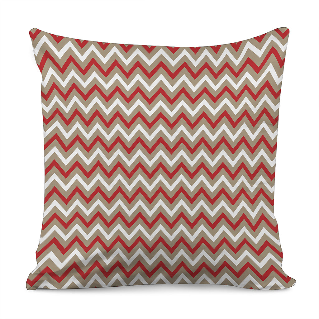 White Beige And Red Chevron Print Pillow Cover