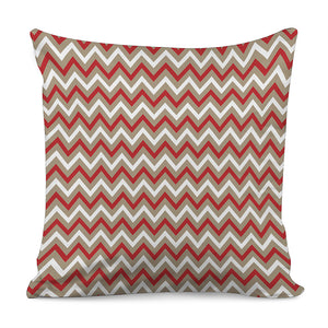 White Beige And Red Chevron Print Pillow Cover