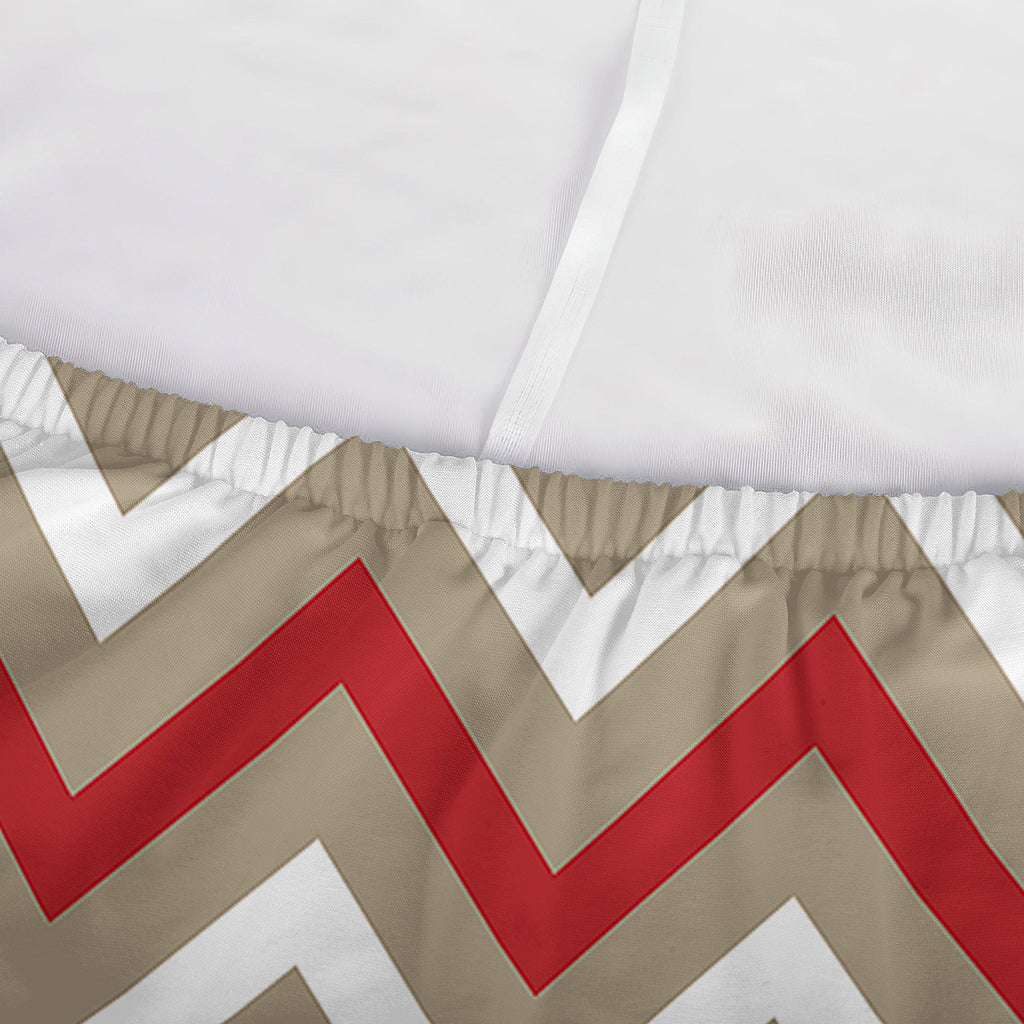 White Beige And Red Chevron Print Sofa Cover