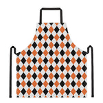 White Black And Orange Harlequin Print Apron