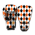 White Black And Orange Harlequin Print Boxing Gloves