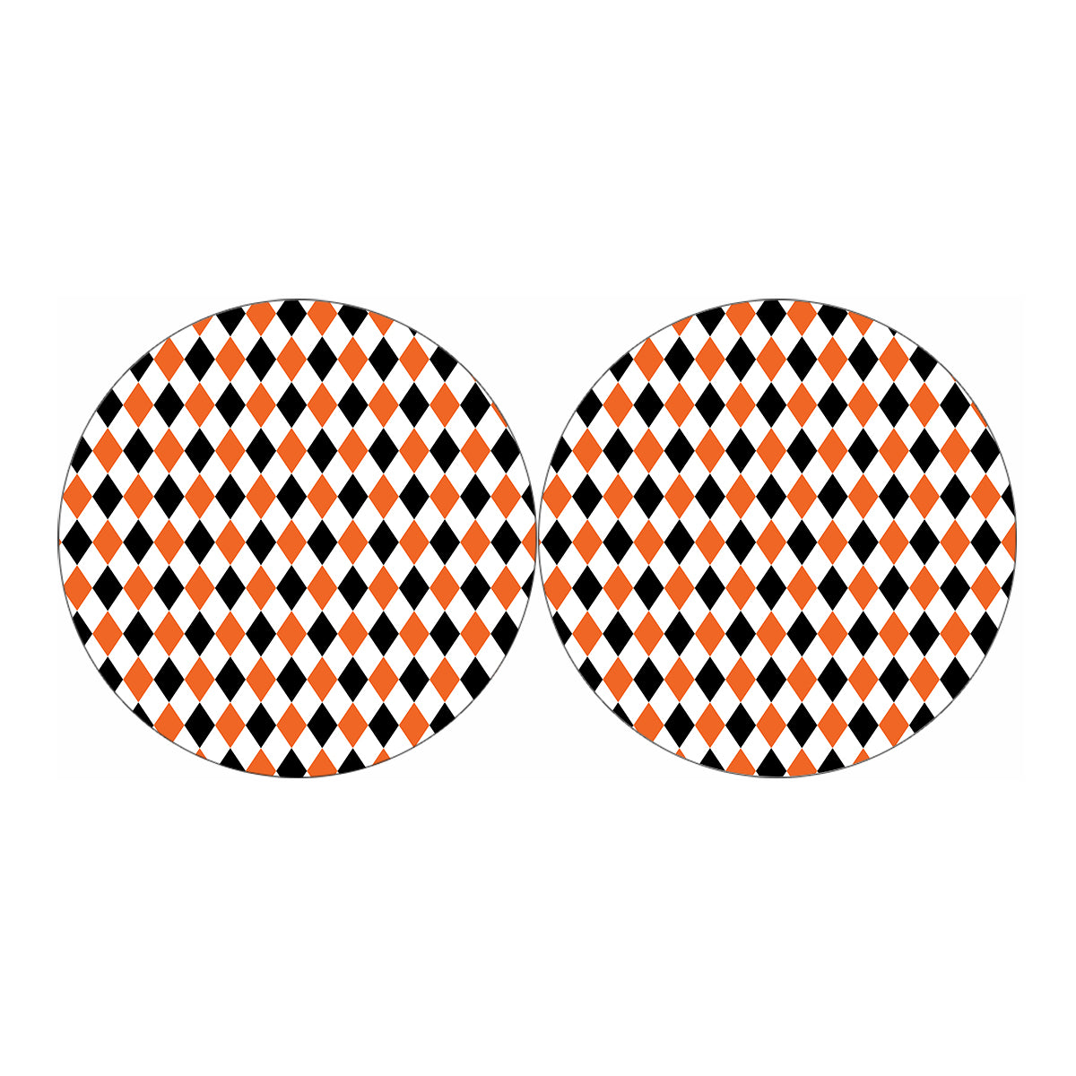White Black And Orange Harlequin Print Car Coasters