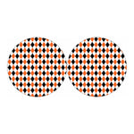 White Black And Orange Harlequin Print Car Coasters