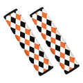 White Black And Orange Harlequin Print Car Seat Belt Covers