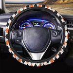 White Black And Orange Harlequin Print Car Steering Wheel Cover