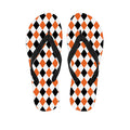 White Black And Orange Harlequin Print Flip Flops