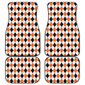 White Black And Orange Harlequin Print Front and Back Car Floor Mats