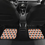 White Black And Orange Harlequin Print Front and Back Car Floor Mats