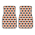 White Black And Orange Harlequin Print Front Car Floor Mats