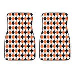 White Black And Orange Harlequin Print Front Car Floor Mats