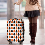 White Black And Orange Harlequin Print Luggage Cover
