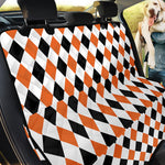 White Black And Orange Harlequin Print Pet Car Back Seat Cover