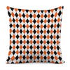 White Black And Orange Harlequin Print Pillow Cover