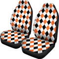 White Black And Orange Harlequin Print Universal Fit Car Seat Covers