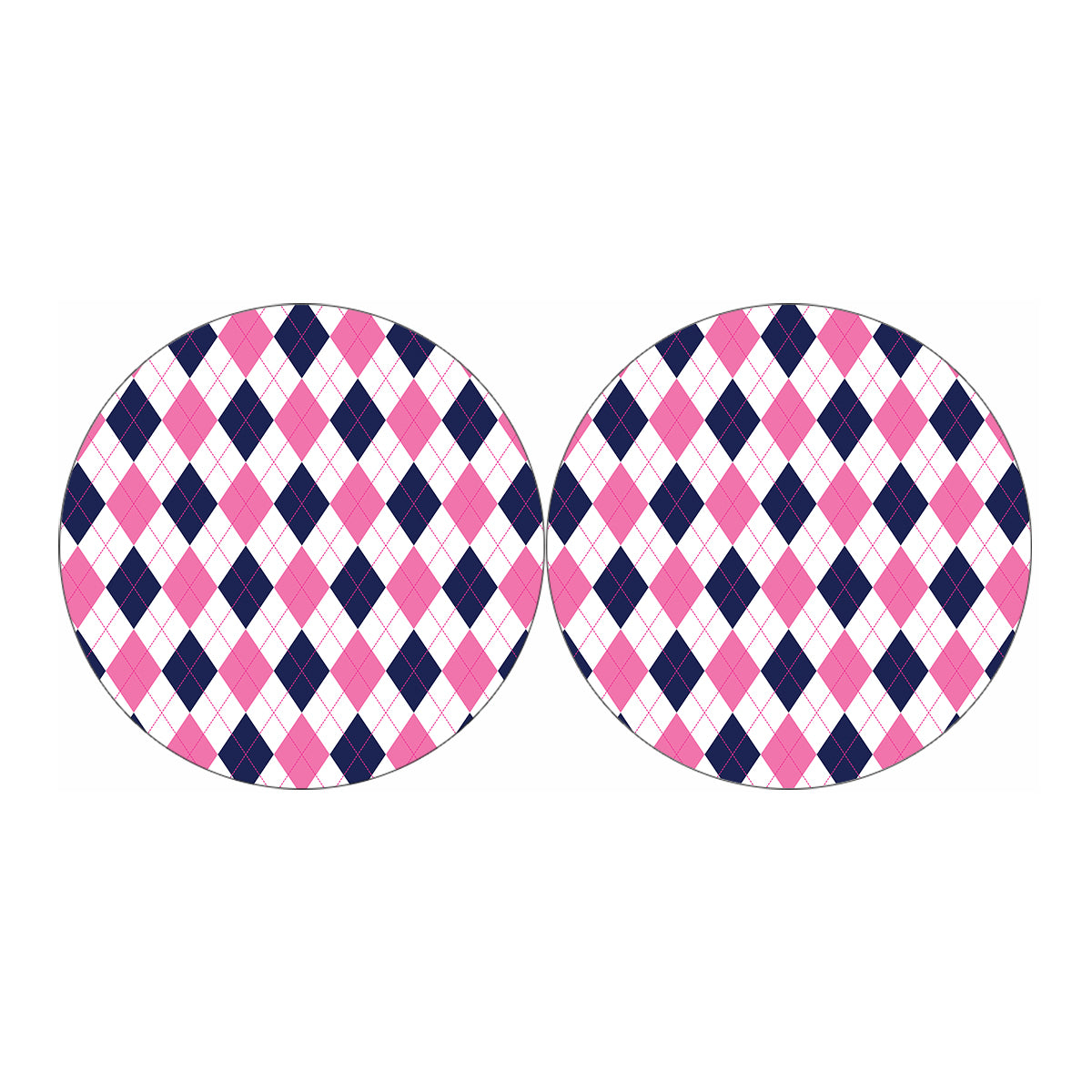 White Blue And Pink Argyle Pattern Print Car Coasters