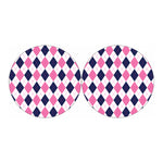 White Blue And Pink Argyle Pattern Print Car Coasters