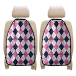 White Blue And Pink Argyle Pattern Print Car Seat Organizers