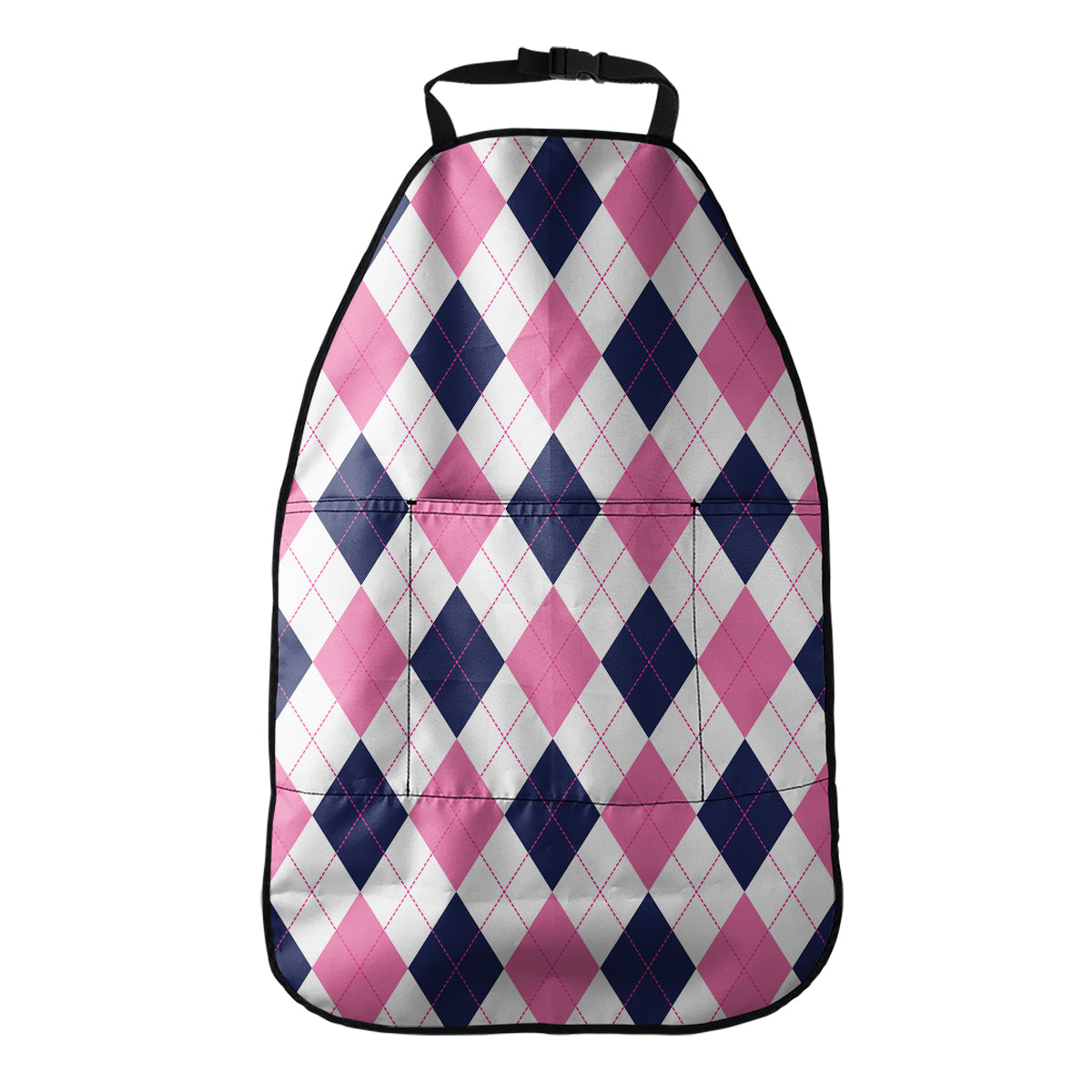 White Blue And Pink Argyle Pattern Print Car Seat Organizers