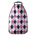 White Blue And Pink Argyle Pattern Print Car Seat Organizers