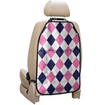 White Blue And Pink Argyle Pattern Print Car Seat Organizers
