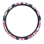 White Blue And Pink Argyle Pattern Print Car Steering Wheel Cover